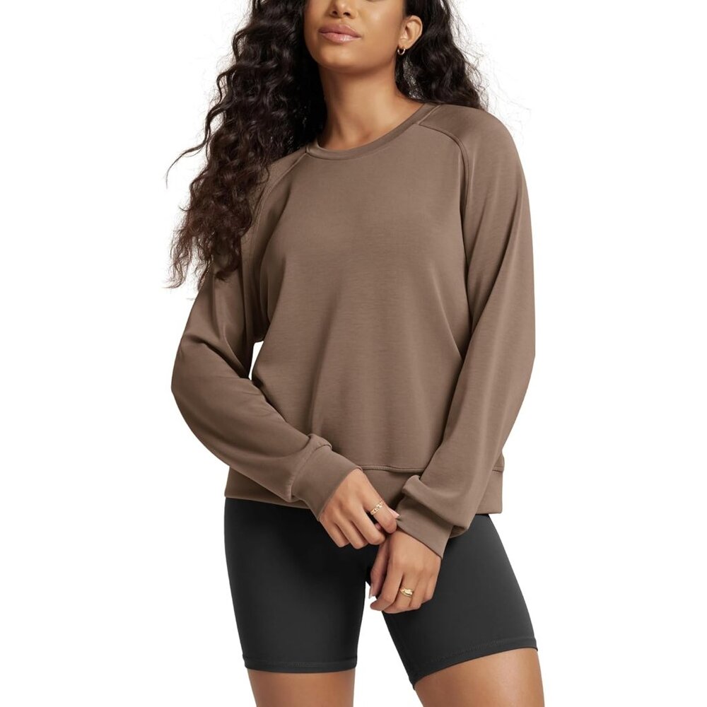 Women's Nutria Soft Raglan Long Sleeves Sweatshirts for Oversized Crew Neck